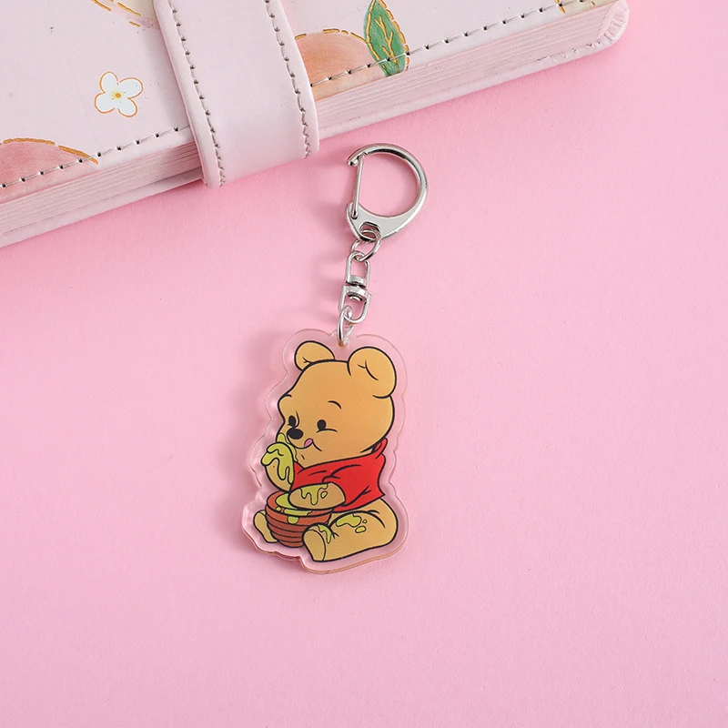 winnie pooh Anime Lilo and Stitch Pendant Keychains Holder Car Key Chain Key Ring Mobile Phone Bag Hanging Jewelry Gifts