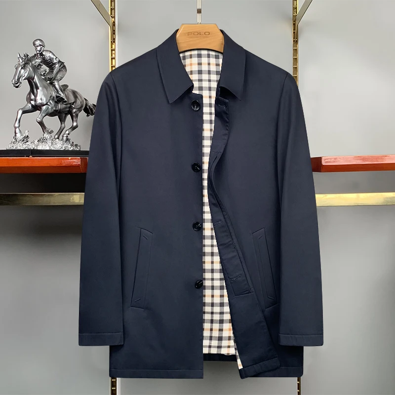 

Мужская повседневная ветровка из хлопкового фланеля, однотонная, с отложным воротником, на пуговицах, приталенного кроя, для весеннего гардероба