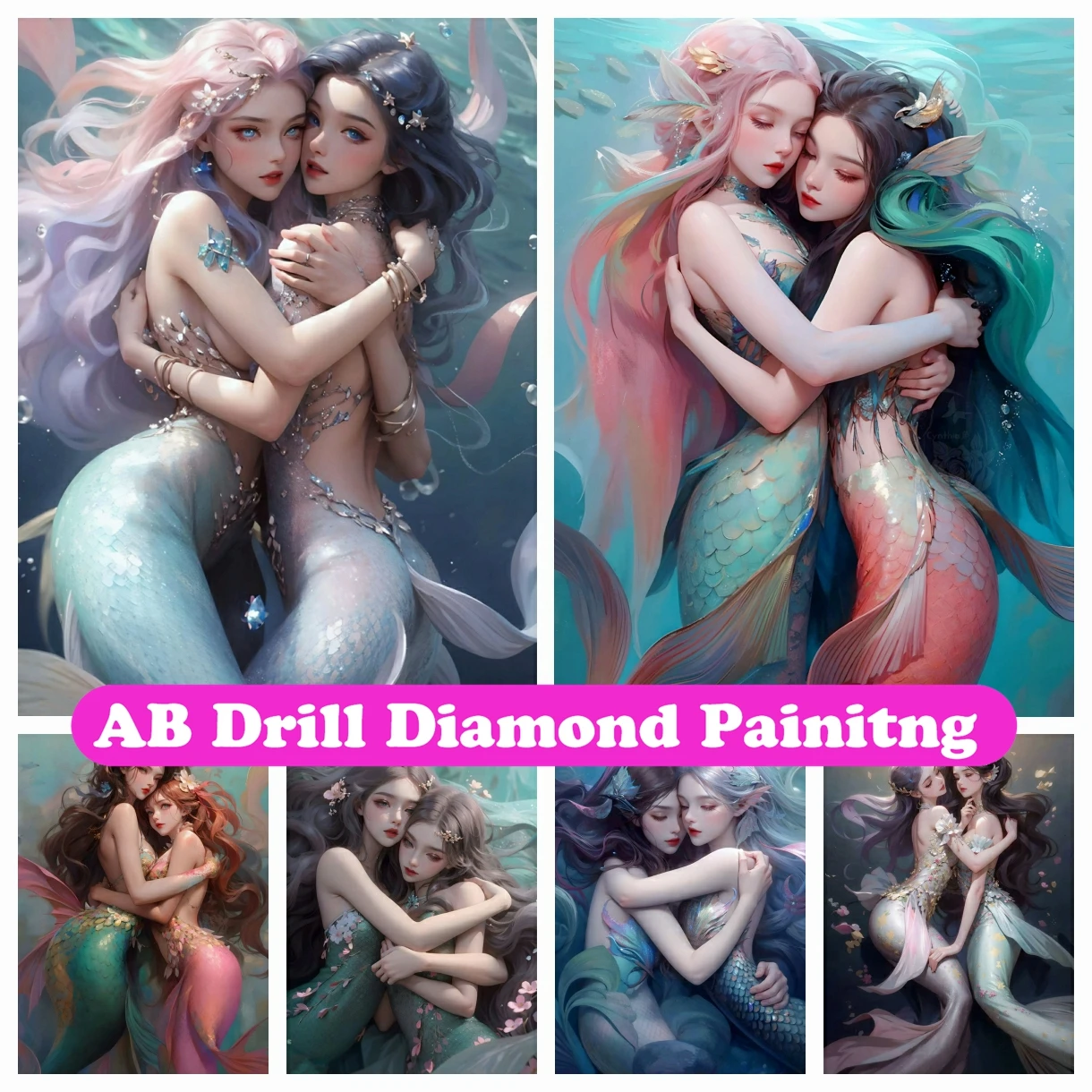 

Cartoon Mermaid 5D DIY AB Diamond Painting Embroidery Cute Beauty Girl Cross Stitch Mosaic Picture Handicraft Home Decor Giftw