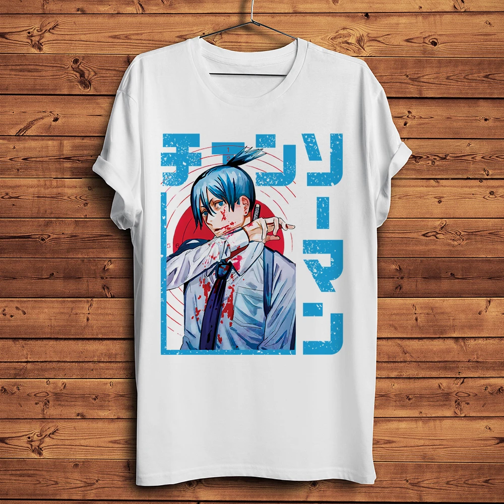 Chainsaw Man Denji Makima Power Aki Funny Anime Tshirt Men New White Short Homme Casual T Shirt Unisex Manga Streetwear Tee