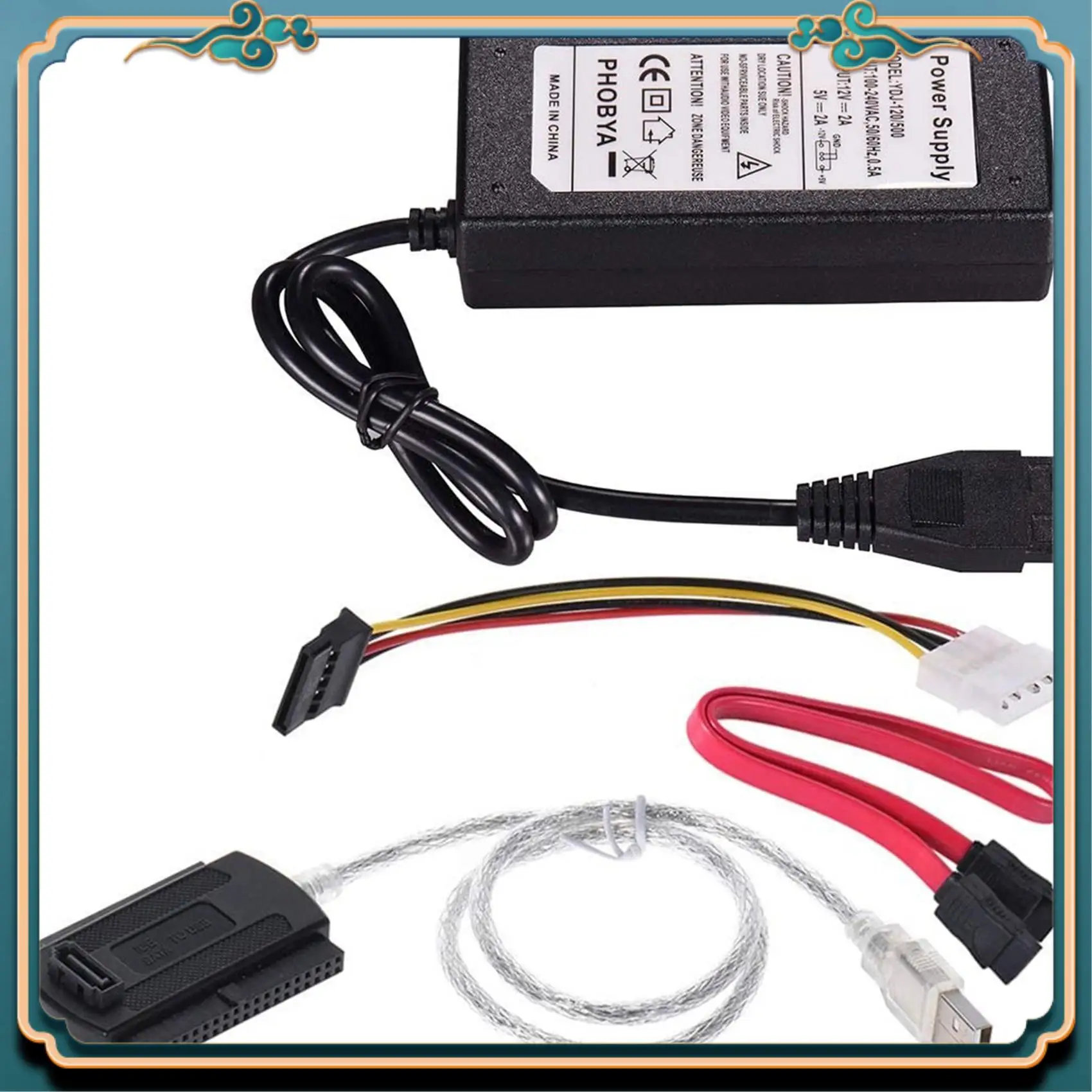 (New)-SATA PATA IDE Drive To USB 2.0 Adapter Converter Cable For Hard Drive Disk HDD 2.5 Inch 3.5 Inch With External EU Plug
