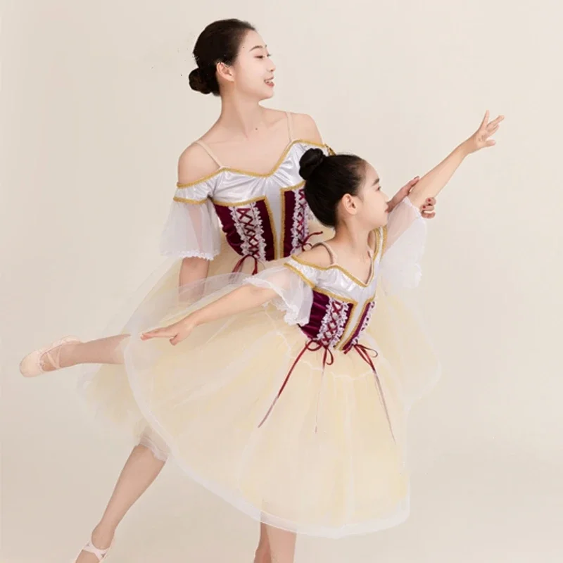 

Новая балетная юбка на бретельках на одно плечо, длинная юбка-пачка принцессы на бретелях для девочек и взрослых, кружевная юбка для танцевальной группы