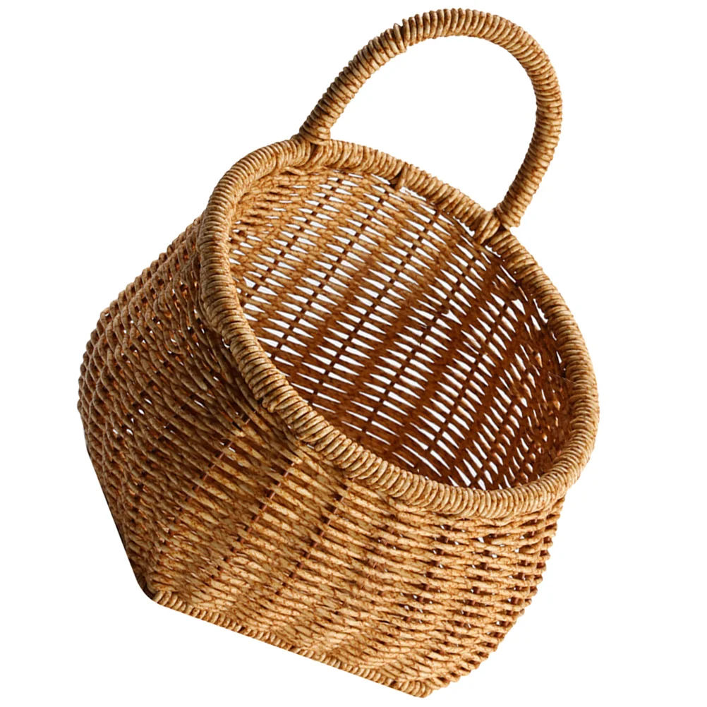 

Flowerpot Rattan Storage Basket Woven Fruit Pp Hanging Door Vegetable Container Decor