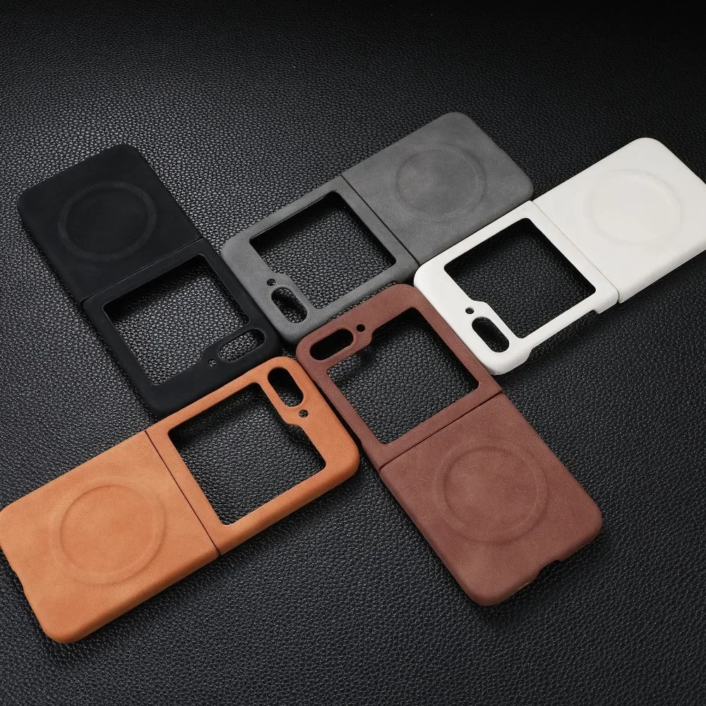 

Matte Vintage For Magsafe Magnetic Wireless Phone Case for Samsung Galaxy Z Flip 6 5 4 3 Retro Business PU Leather Back Cover