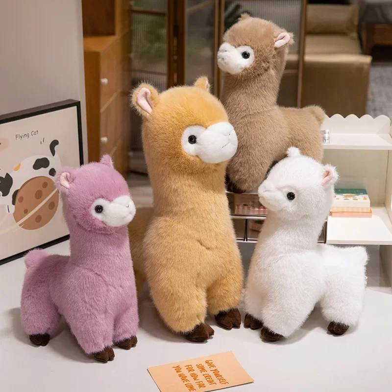 Harige pluche lama alpaca knuffel gevuld zacht lang pluche levensechte alpaca schapen knuffel sierkussen dieren dutje slaapkussen