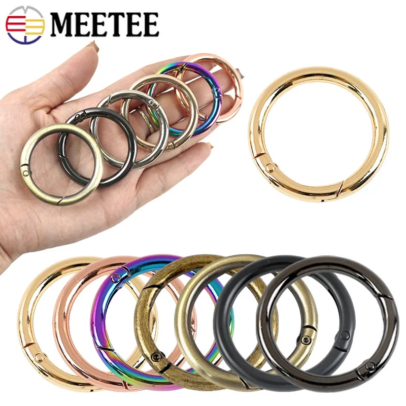 

5Pcs 10-50mm Metal Spring O Ring Buckles Bag Keychain Openable Round Loops Snap Hook Carabiner Clips Clasp Hardware Accessories
