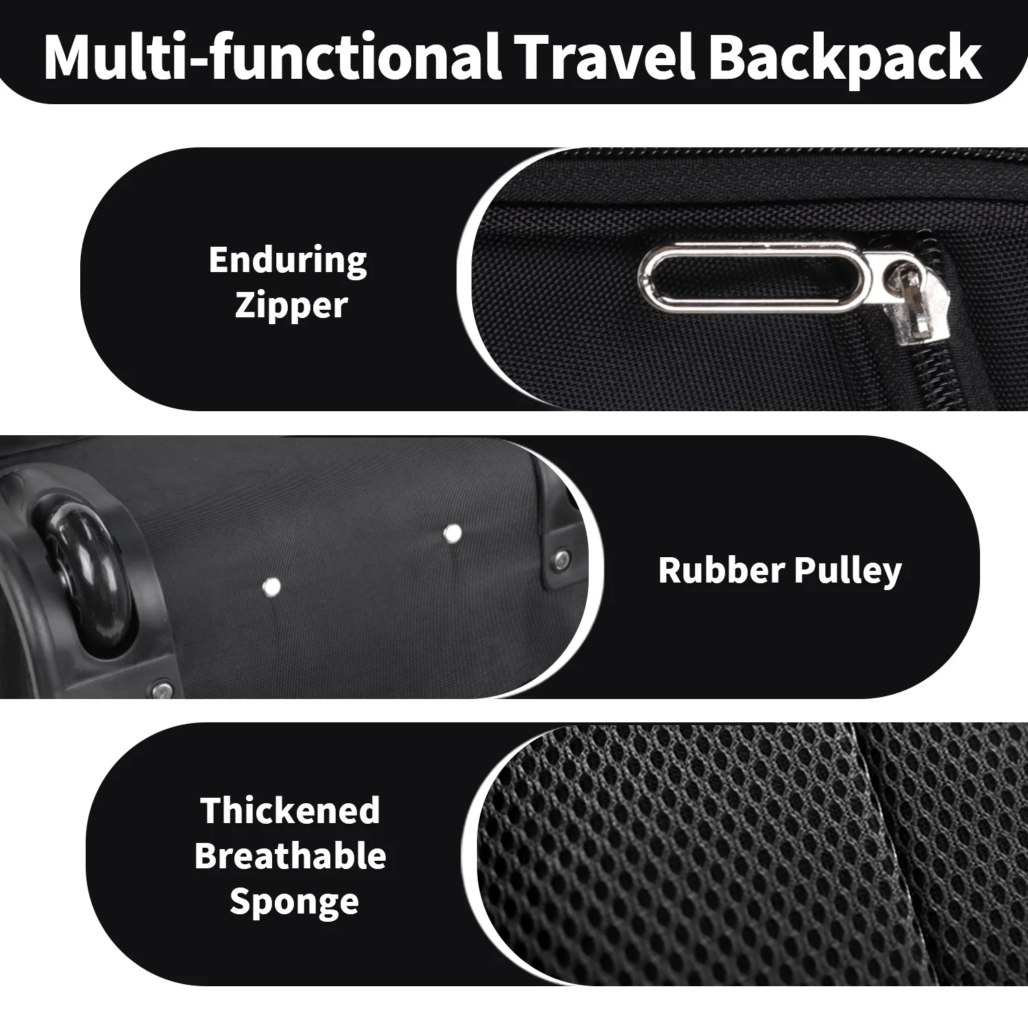 حقيبة ظهر للسفر بعجلات متعددة الوظائف للرجال حقيبة سفر المقصورة مع منفذ شحن USB حقيبة كمبيوتر محمول سعة كبيرة 35 لتر مقاومة للماء