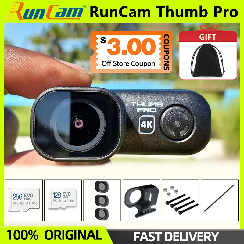 NEW RunCam Thumb Pro W 4K V2 Action FPV Camera Bulit-in Gyro 155° Wide Angle Filter Drone Camera FPV Racing Drone Quadcopter