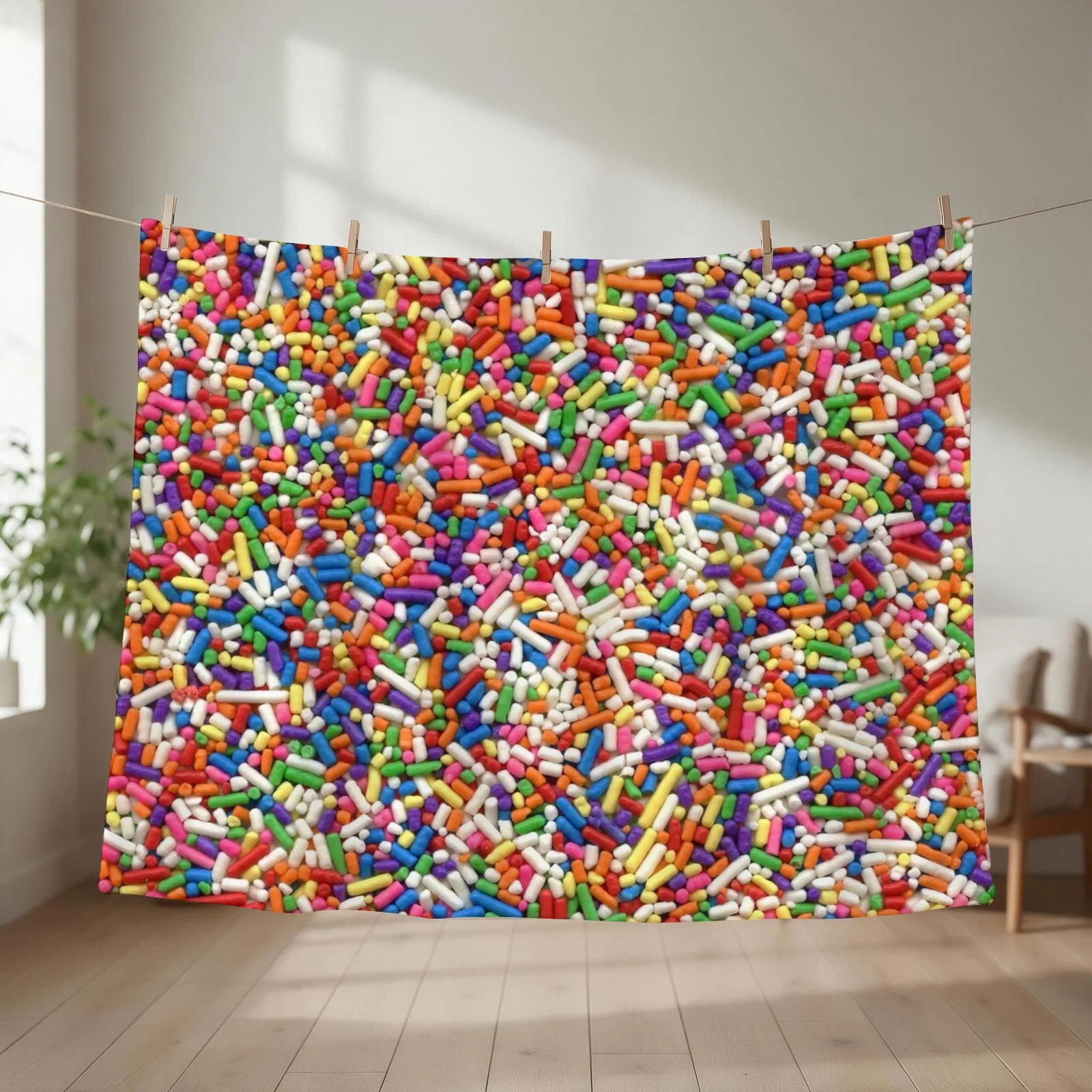 Rainbow Sprinkles Throw Blanket couch cozy soft plush fuzzy picnic outdoor blanket
