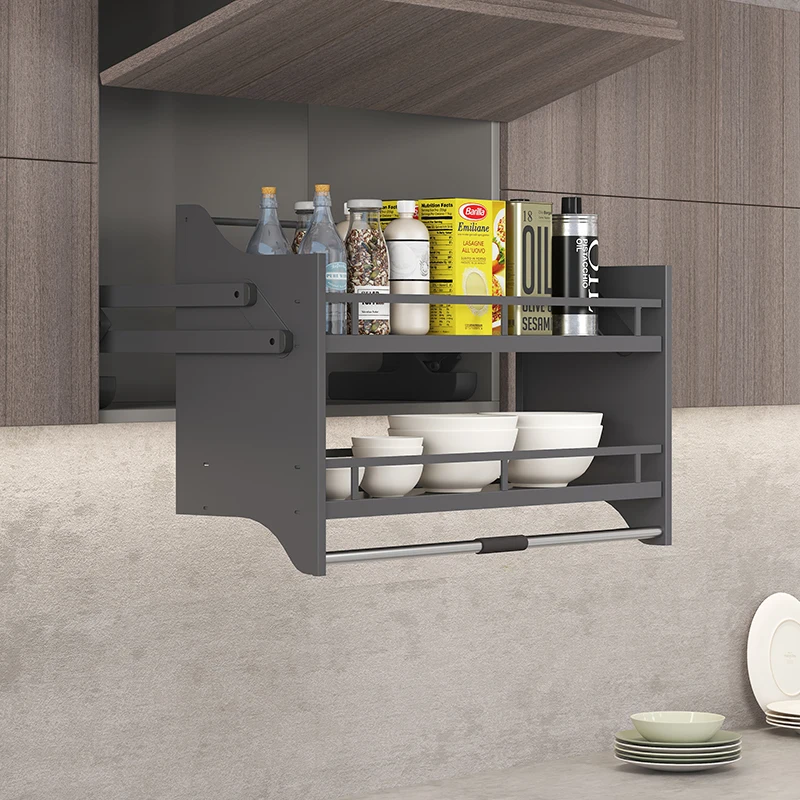 

Kitchen Cabinets Organizers Accessories Lifting Storage Shelf Double Pull Down Dish Rack Elevator Basket