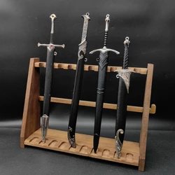 Wholesale 22cm Glamdring Aragorn Narthil Sword Keychain with Wooden Stand Elves Anduril LoTR Medieval Sword Model Keychain Sets