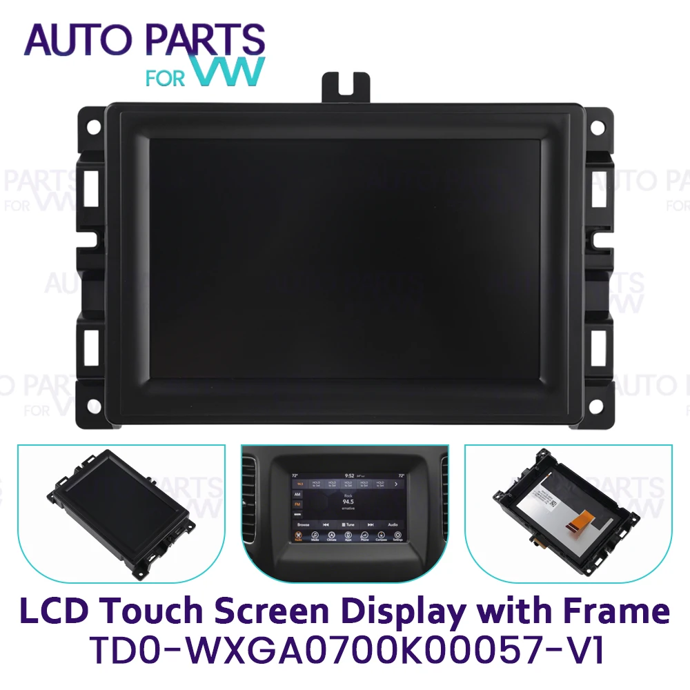 TDO-WXGA0700K00057-V1 Original 7 inch LCD Display Touch Screen With Frame Panel For Jeep Compass OEM Car Radio VP2RFP 2017-2019