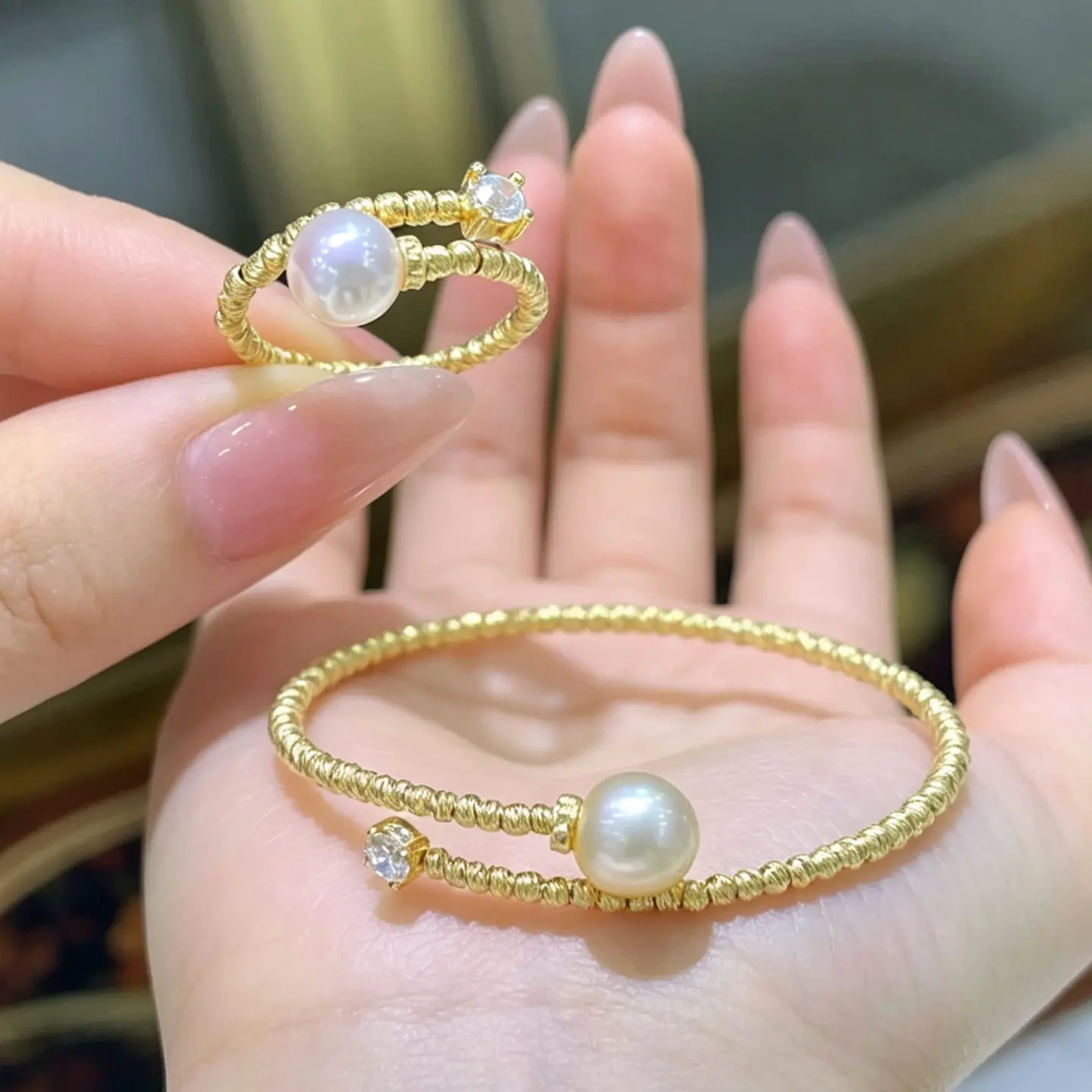 New Product Recommendation/Pearl AAAA7-8mm Ring+Bracelet 10-11mm Natural Pearl
