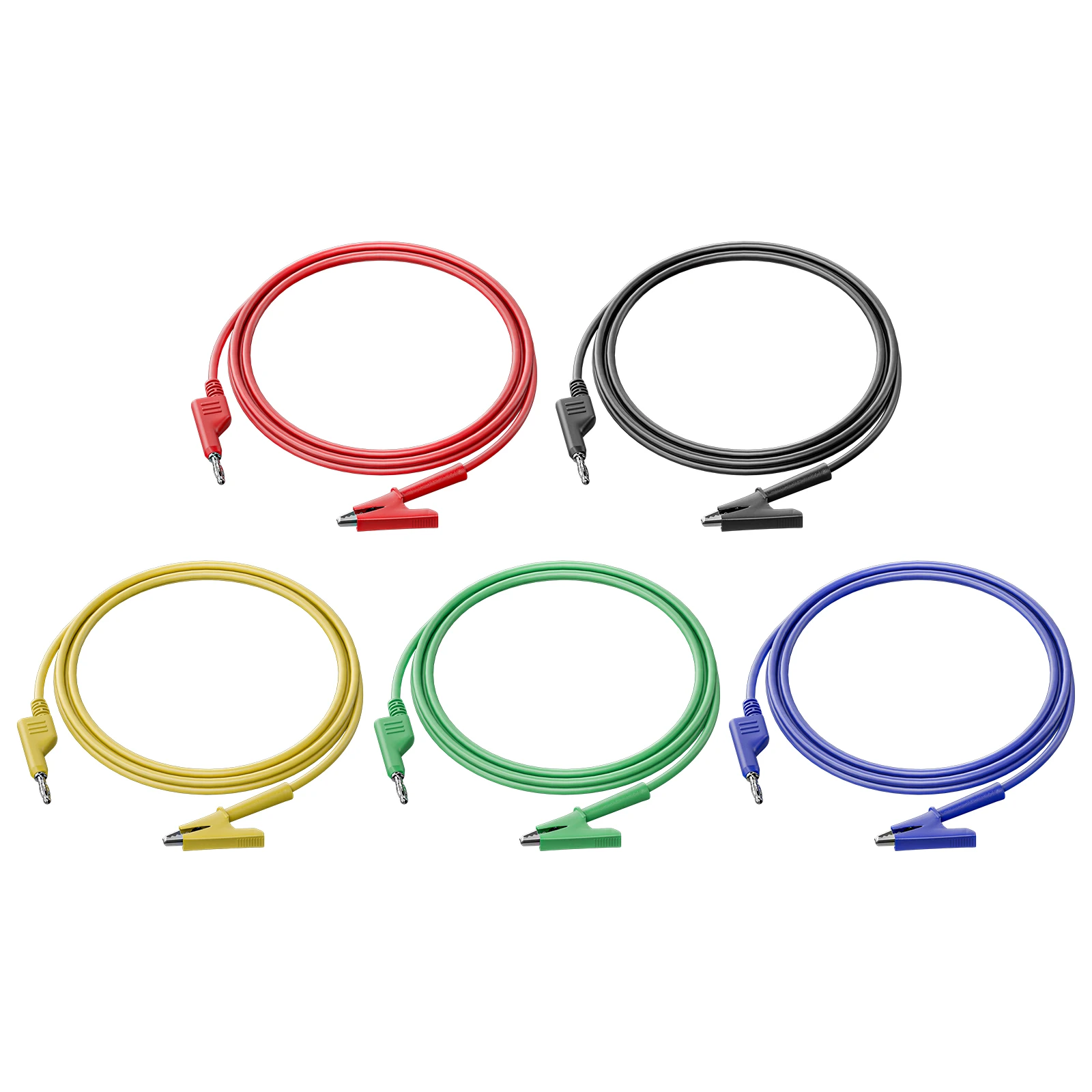 

YPioneer P1037 Test Leads 4mm Stackable Banana Plug to Crocodile Alligator Clips 1M Test Cable Wire for Electrical Testing