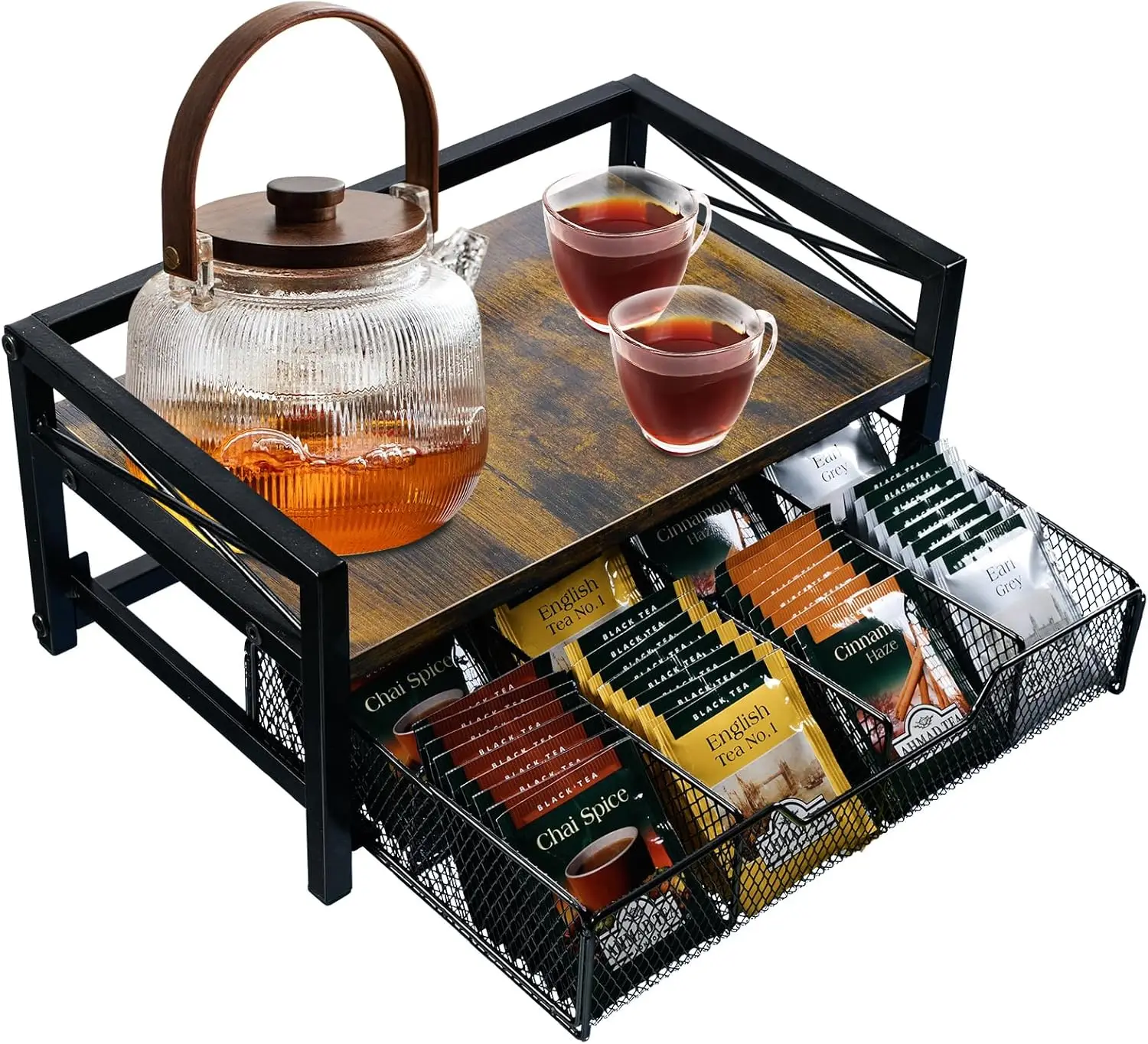 

Деревянный органайзер для чайной коробки с 8 отделениями, многофункциональный ящик для хранения чая на столешнице