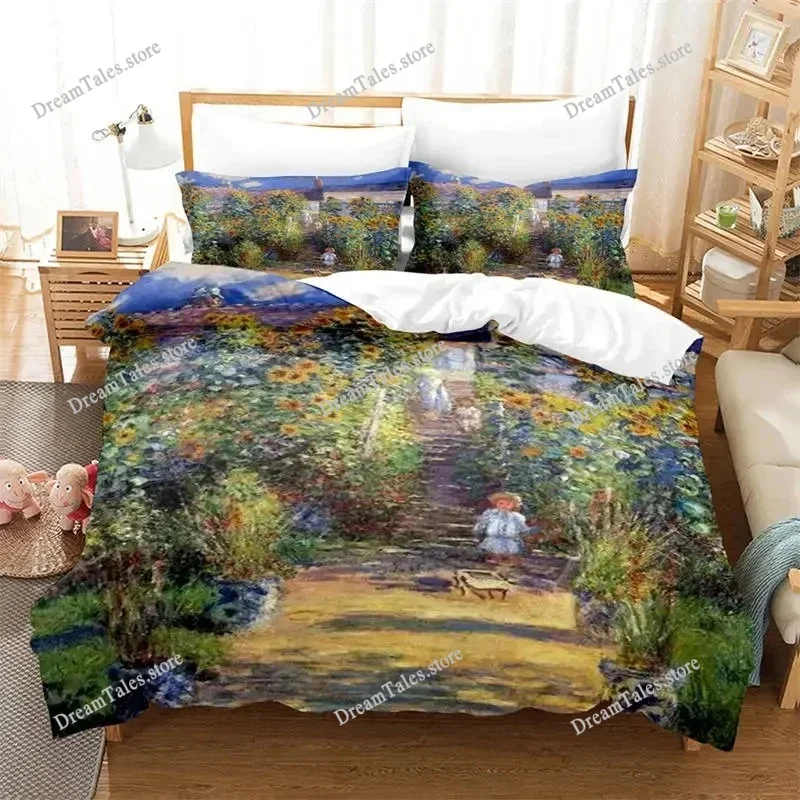 Monet Van Gogh Style Sky Oil Painting Bedding Set Duvet Cover 3d Bedding Fashion Design Decoration King Duvet Cover Set 2