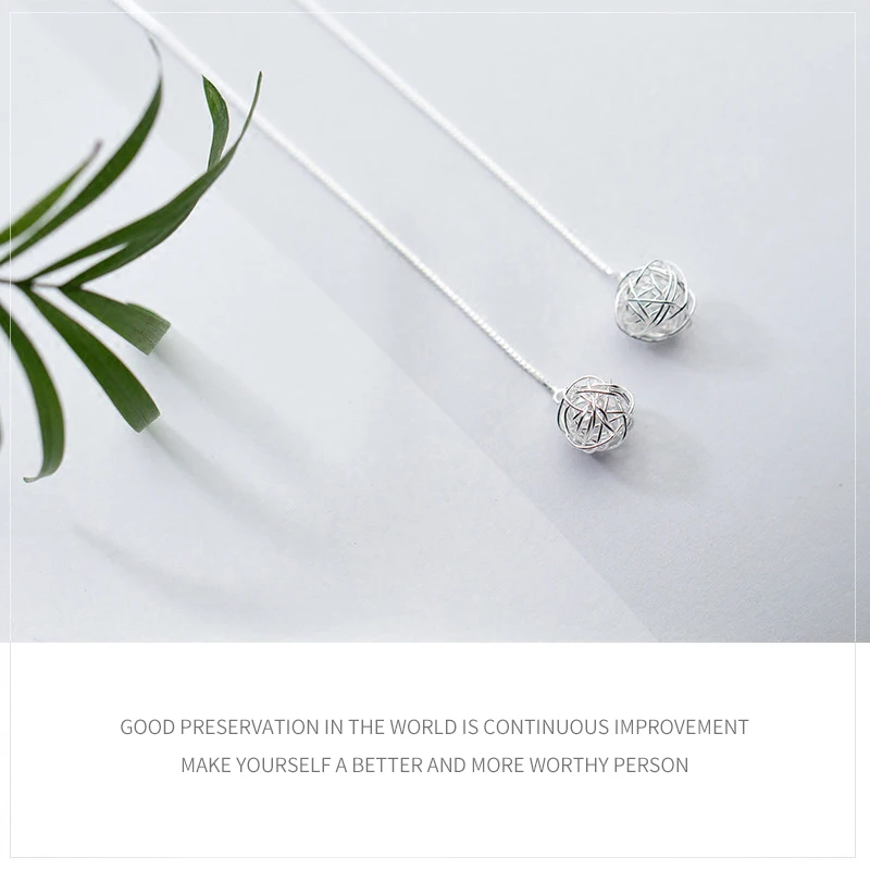 Modian Minimalism Unique Design Long Chain Ball Earrings for Women 925 Sterling Silver Dangle Earings Korean Drop Ear Jewelry - Image 2