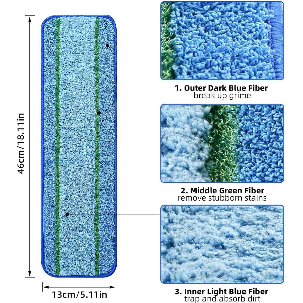 6Pack Deep Clean Pads for Bona Family of Mops,Washable & Reusable Microfiber Cleaning Pad for Hardwood and Multi-Surface