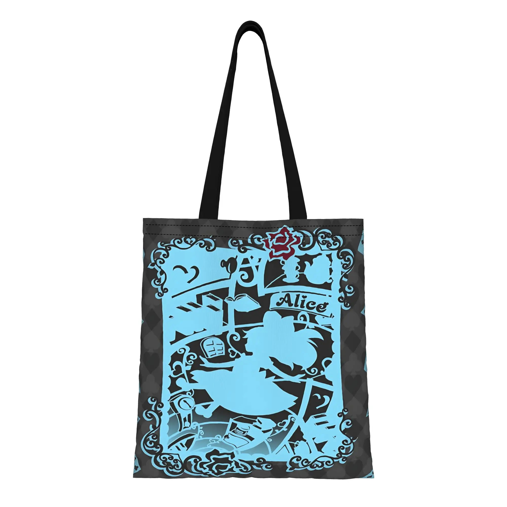 

1PC back to school Disney fairy tale Canvas Alice in Wonderland Canvas Tote Bag Women'S Shoulder Handbag