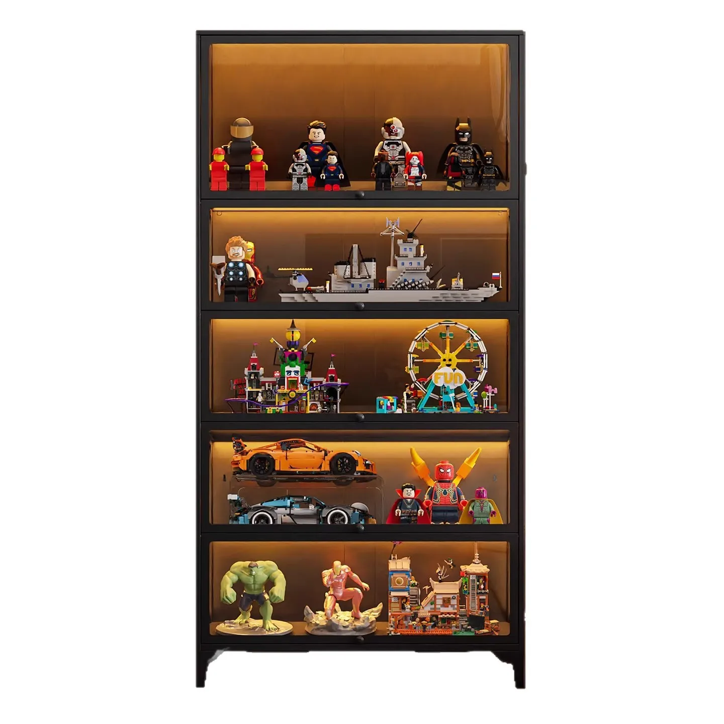 Figure Display Cabinet Transparent Glass Pain Showcase Household Model Display Toy Display Stand Storage