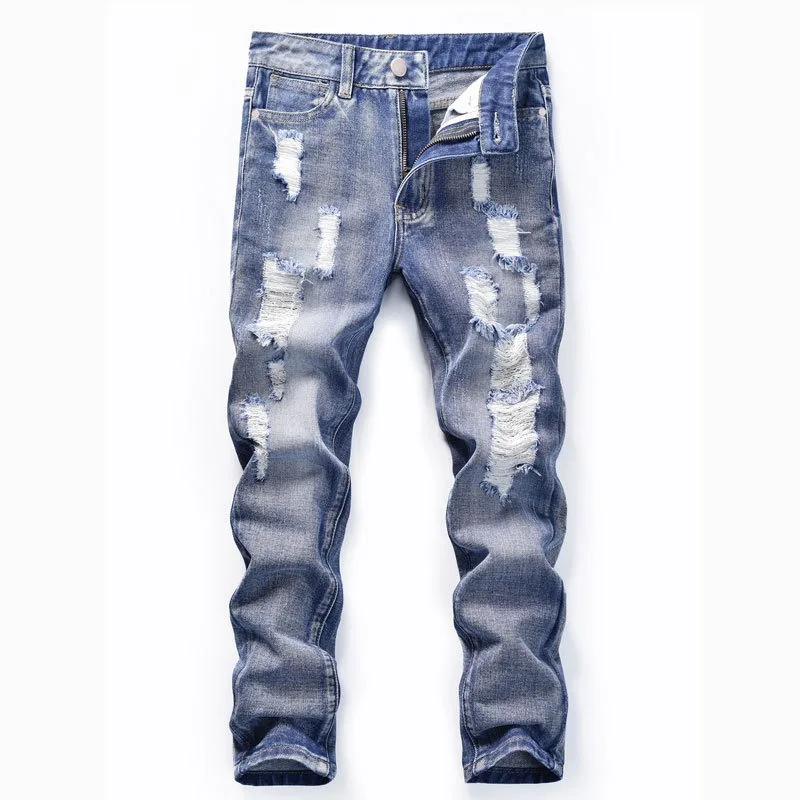Big Boys Casual Pants Ripped Jeans Trendy Korean High‑Street Fashion Kids Trousers