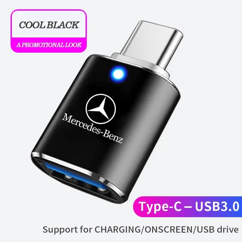 Car Type-C To USB 3.0 Interface Mini Converter Charging Adapter for Mercedes Benz B/C/E/S Class A Class C200L GLC GLK CLA