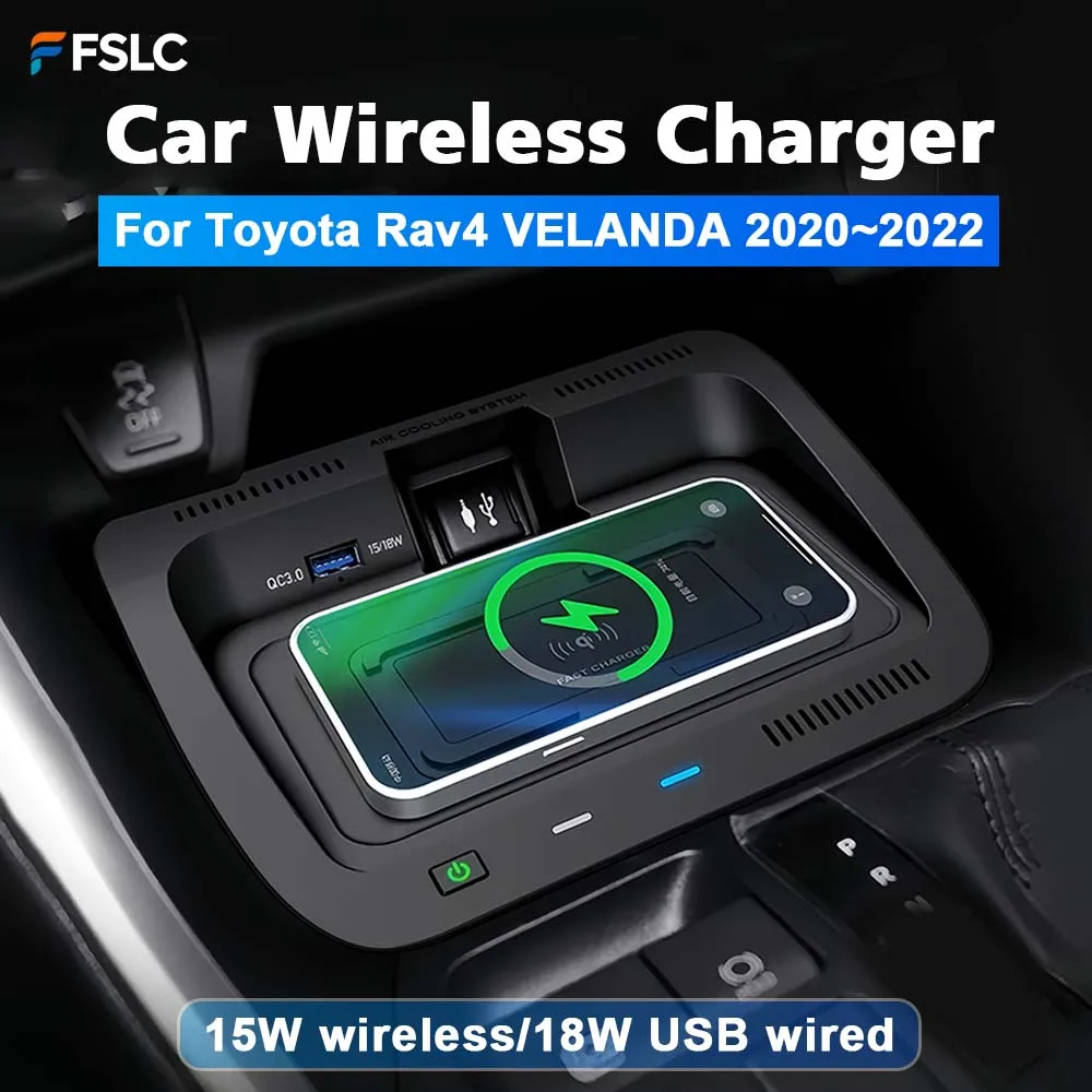 

⭐Genuine⭐ Auto Parts 15W Phone Fast Car Wireless Charger For Toyota Rav4 VELANDA 2020~2022 USB Multi-socket Phone Accessories