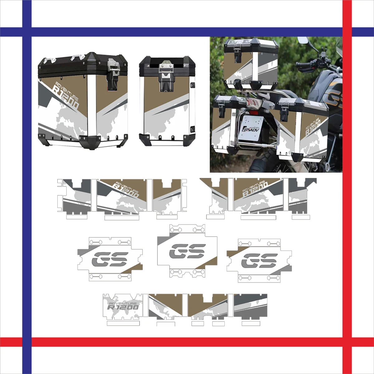 

Motorcycle Stickers For BMW R1200GS R1250GS ADV GSA LC Decorative Aluminum Alloy Box Sticker Decal Set aluminium pannier