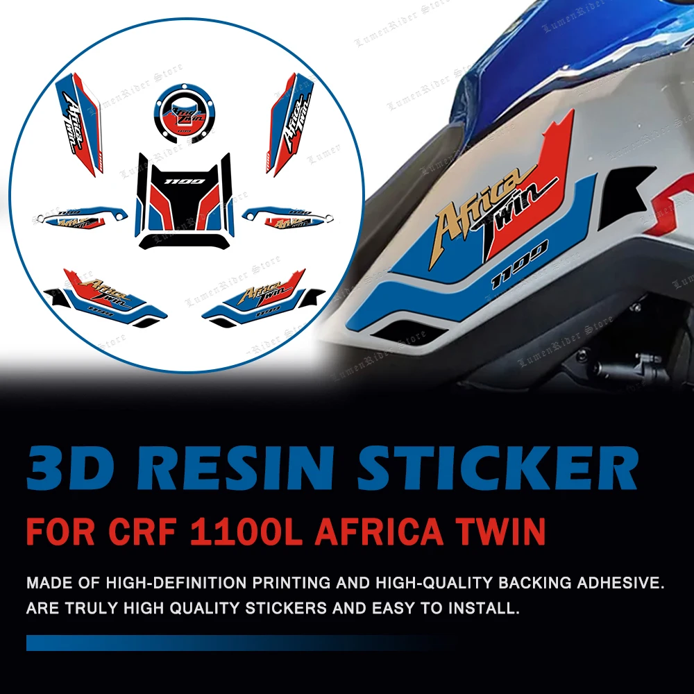 For Honda CRF 1100L Africa Twin Motorcycle Accessories Fuel Tank Pad Stickers Protector Covers 3D Resin Stickers Kit