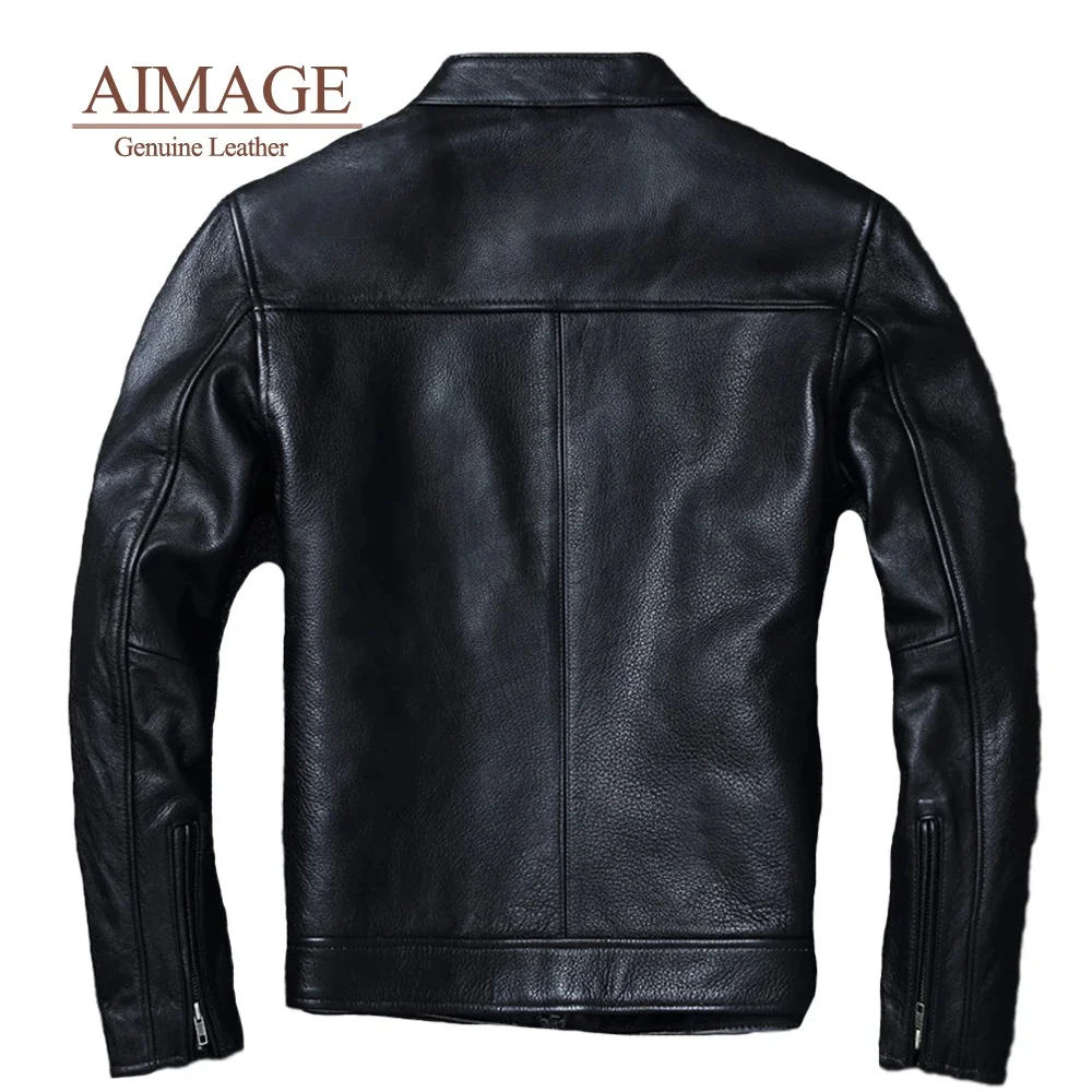 2024 New Cowhide Leather Jacket Men's Motorcycle Biker Spring Natural Genuine leather Jackets de cuero genuino S-6XL PY043