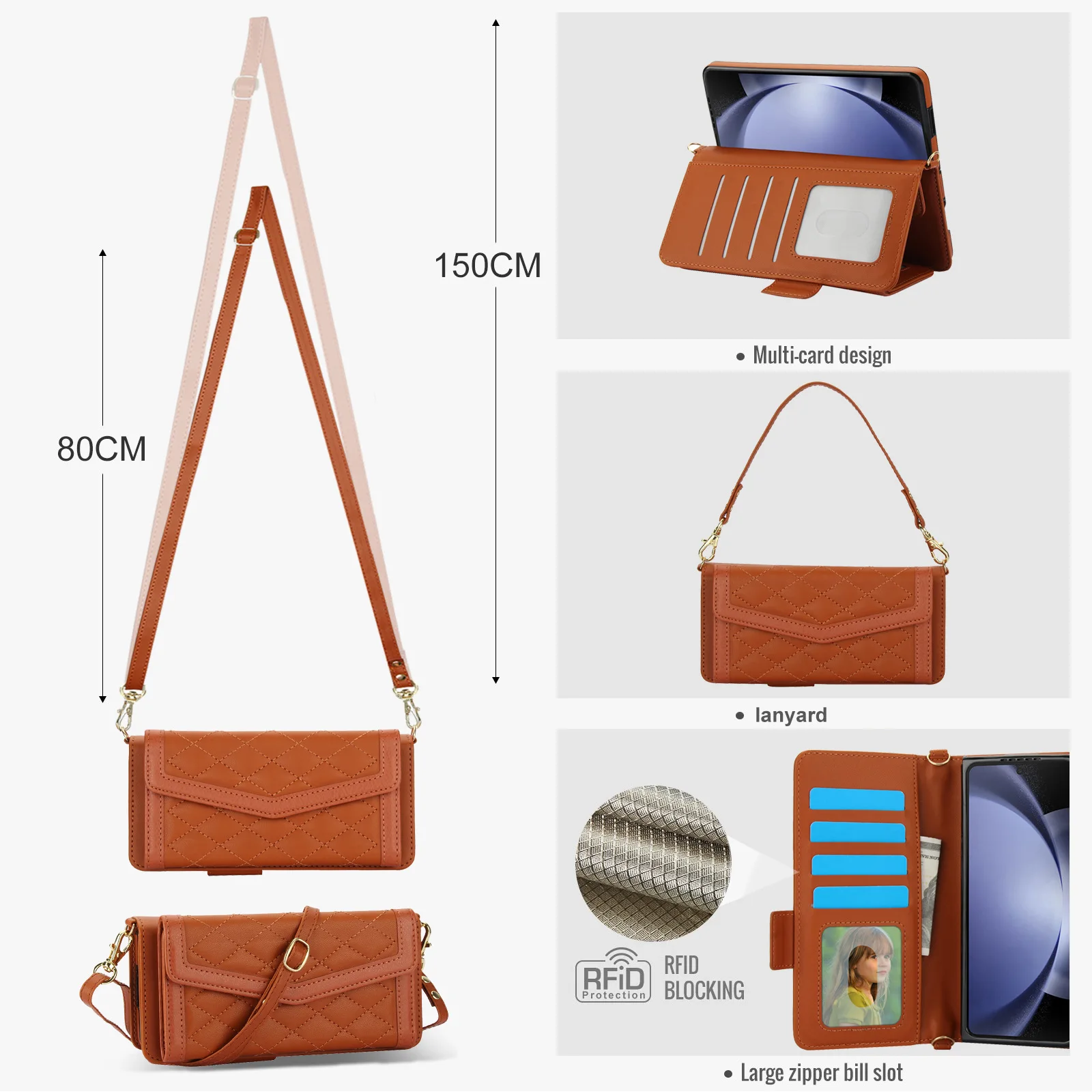 Applicable to ZFOld6 folding pen slot phone case, Samsung ZFOld7 cross-body patchwork small floral pattern multi-functional bag