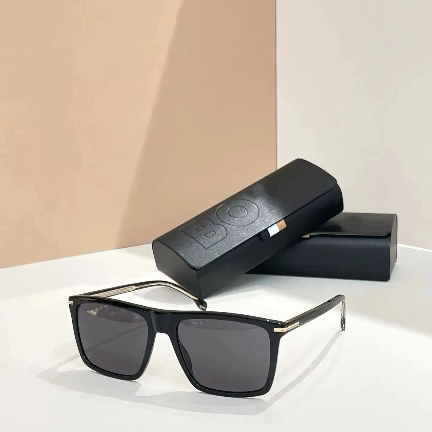 

Authentic For BS 1750 Classic Square Black Acetate Frame Men Women Sun Glasses Business Vintage Luxury UV400 Male Couple Eyewear