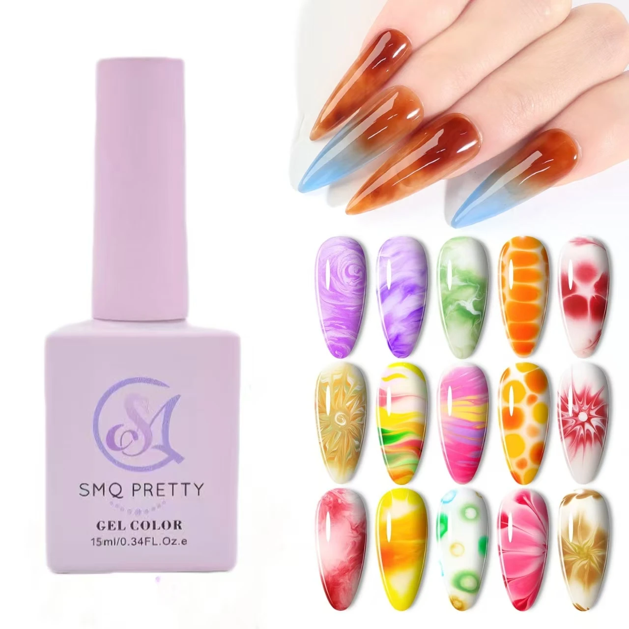 15mlネイルブルーミングジェル、花が咲き、汚れ効果のある機能性ジェル、塗りやすい、ネイルアートデザインに適しています。