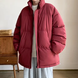 Casual 2024 Autumn Winter Men's Warm Cotton-Padded Jackets Outwear Loose Thicken Parkas Solid Color Windproof Down Coat Clothing