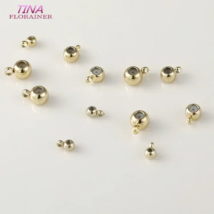 3MM 4MM 5MM 14K Gold Color Plated and Rubber Spacer Beads Charms Connector Diy Jewelry Findings Accessories