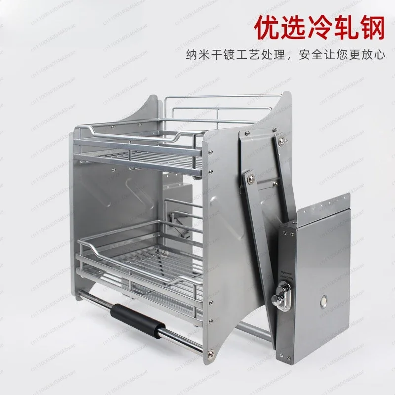 سلة رفع خزانة معلقة، رف تخزين المطبخ منسدل #3