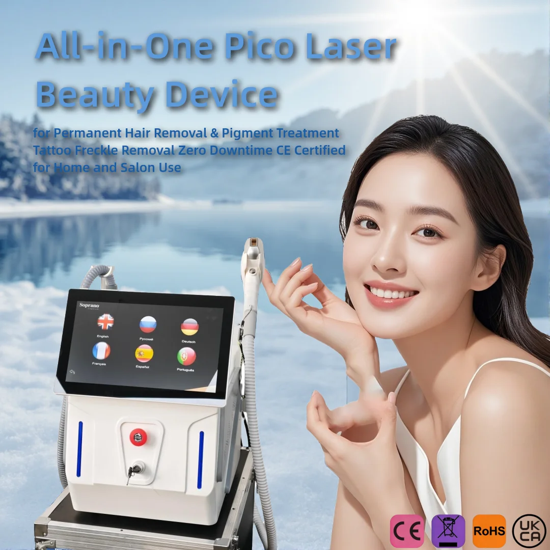 

НОВИНКА 2026: Лазерный аппарат для эпиляции 2-в-1 высокой мощности 4000 Вт, Soprano Titanium Ice Platinum Diode, 4 длины волны 755 808 940 1064 нм, безболезненный