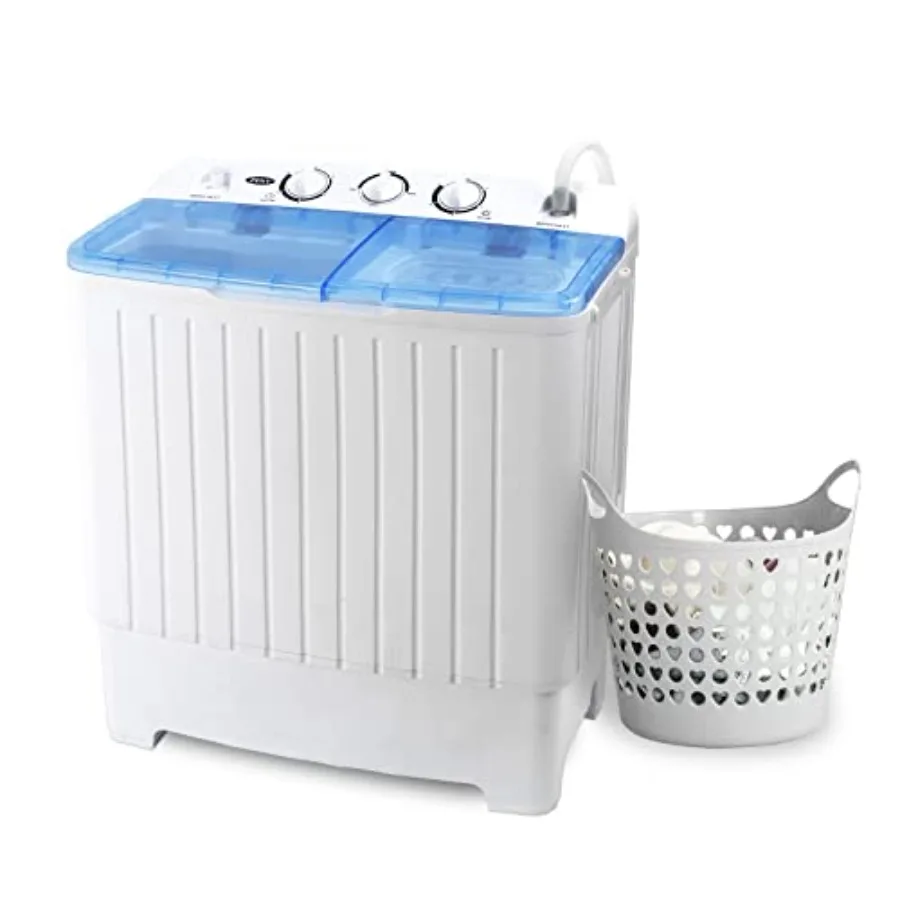 

Compact Mini Twin Tub 17.6 LB Top Load Washing Machine with Built-In Washer Spinner and Gravity Pump Includes 5.74 FT Power Cor