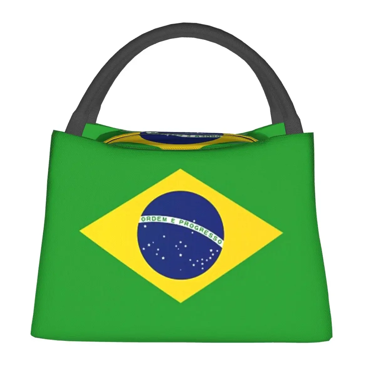 Brazil National Flag Lunch Bags Insulated Bento Box Portable Lunch Tote Picnic Bags Cooler Thermal Bag for Woman Girl Work