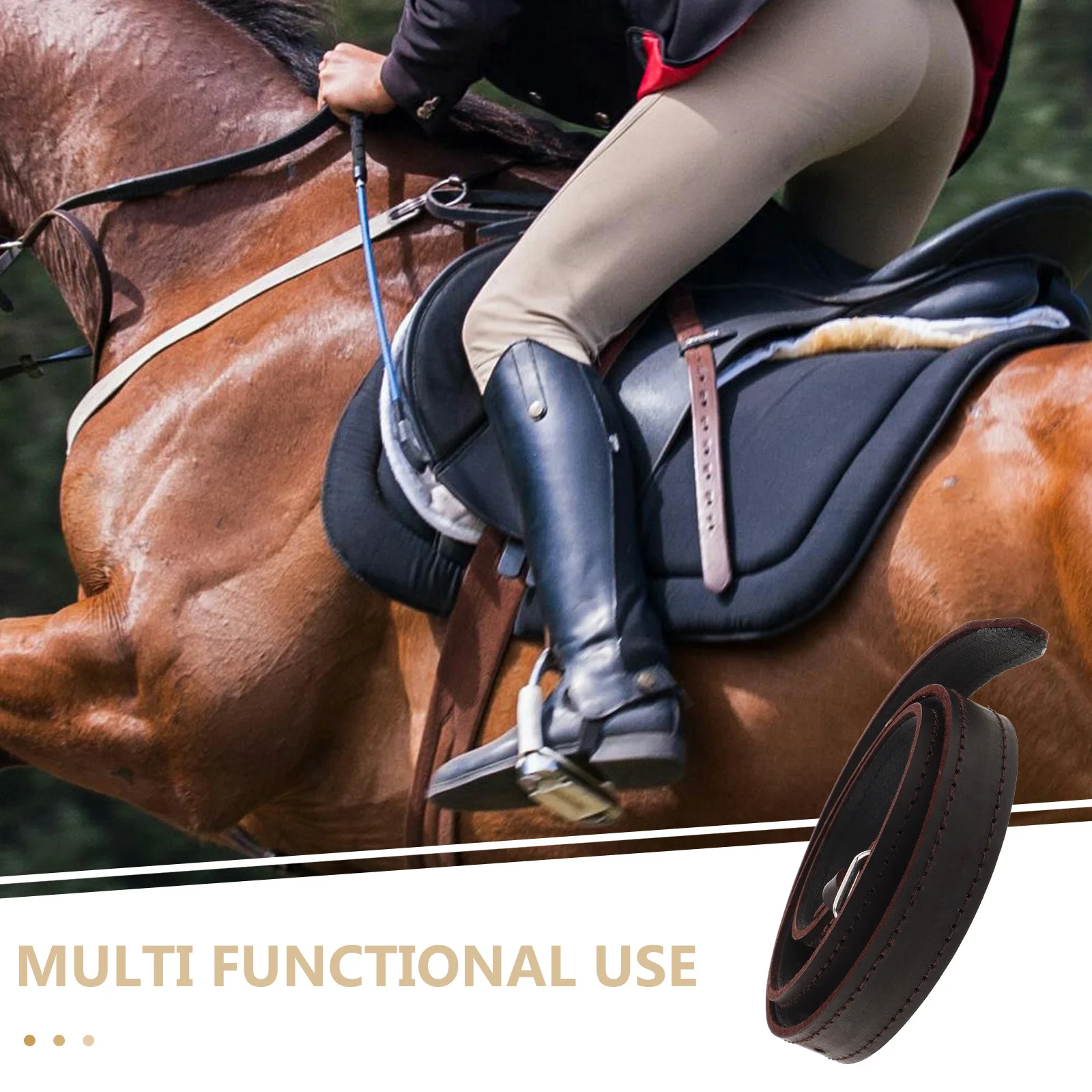 جلد ركاب ركوب الخيل، إبزيم معدني ناعم قابل للتعديل وغير قابل للتمدد لتدريب الفروسية للشباب