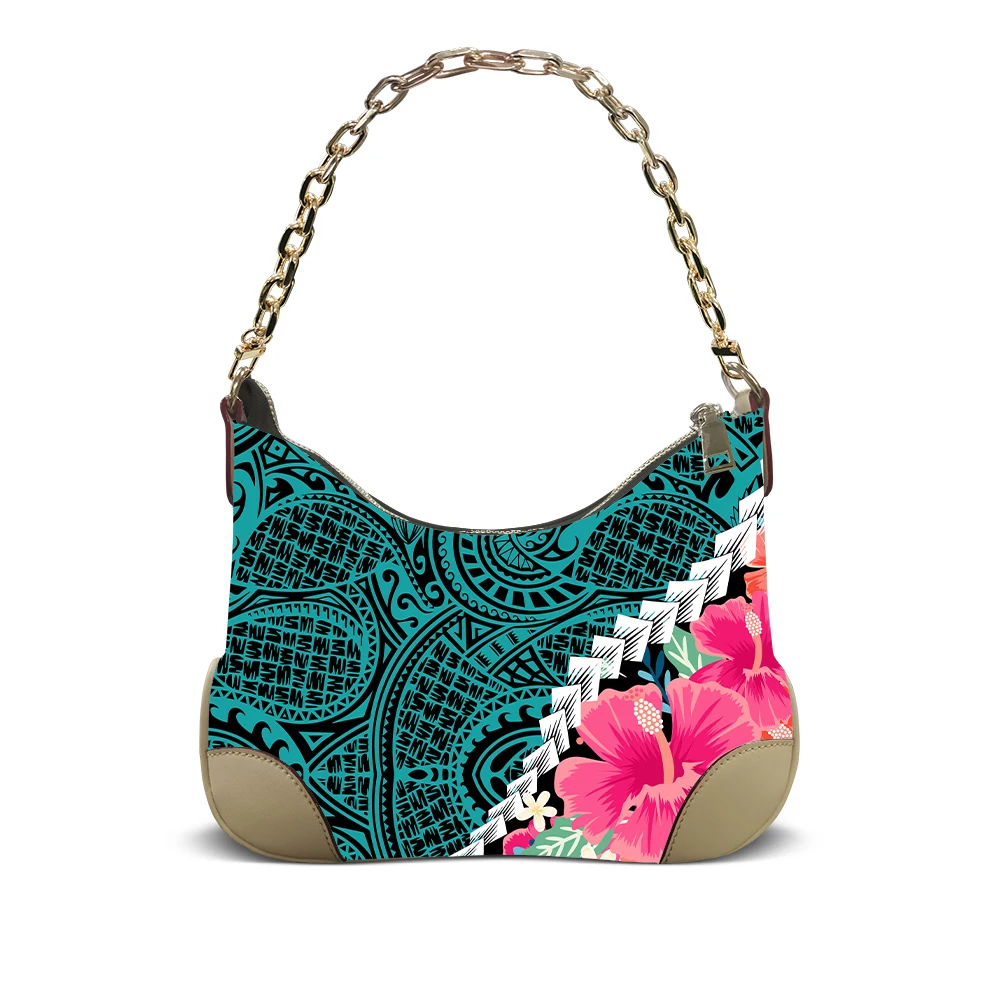 

Customizable Hawaii Sunset New Design Polynesian Womens Leather Armpit Bag Frangipani Sway Beach Evening