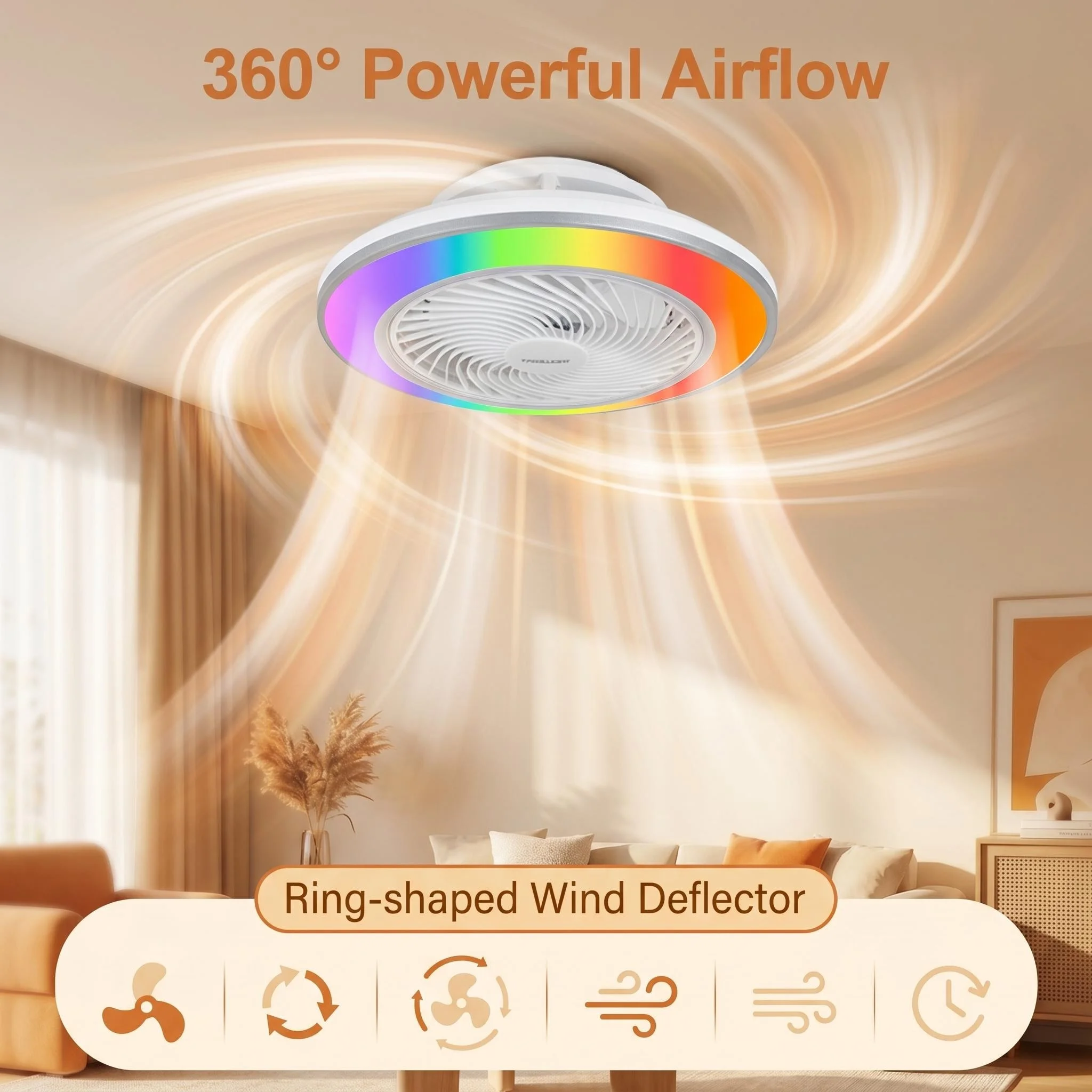 Picture 7: Stepless Dimming 6Speed Ceiling Fan Light –AC 220V Smart Remote Control with Scheduled Timer for Bedroom & Study Electric Fan