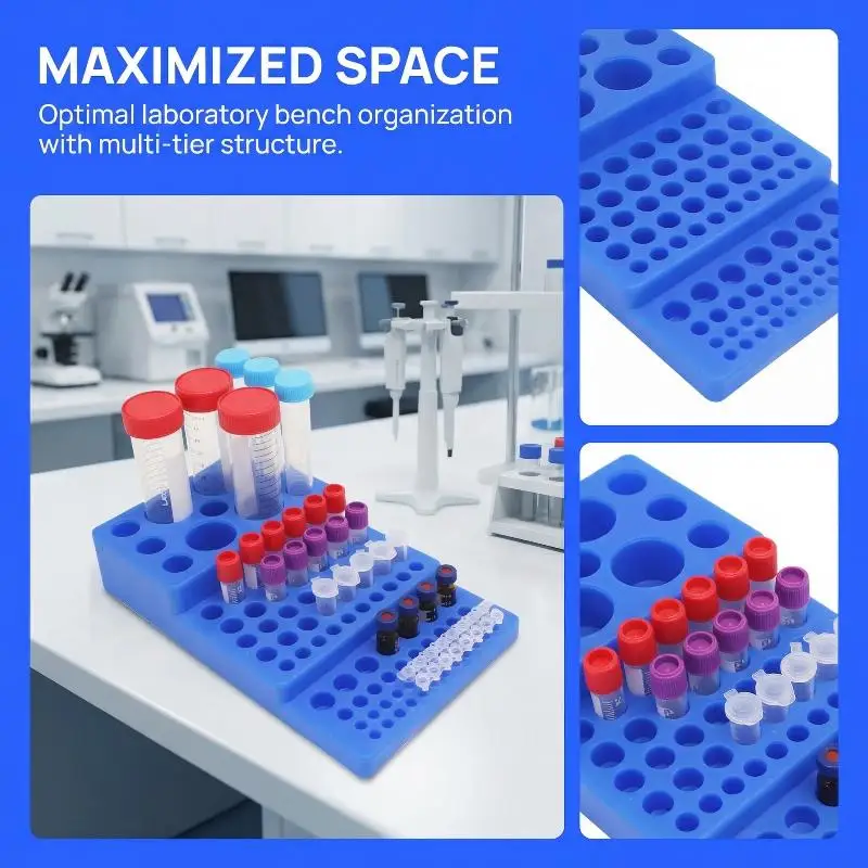 0.2–50ml Tube Rack for Centrifuge Tubes Versatile Holder Organizer for Laboratory Hospital and Classroom Sample Storage