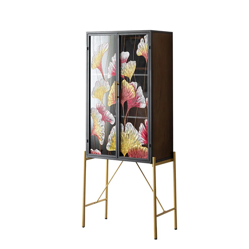 

enamel color personalized creative high-footed dining side cabinet wine cabinet retro decorative side cabinet
