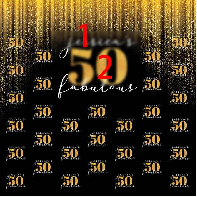 Custom 50th Gold Fabulous 50 Step And Repeat Shiny Sparkle backdrops computer print party supplies Photography Backgrounds