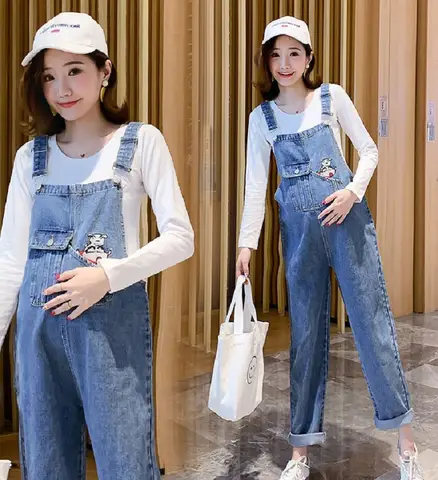 Denim Maternity Bib Pant Jeans Suspender Trousers Loose Pregnant Women One-Pieces Overalls Jumpsuit Pregnancy Clothing Plus Size