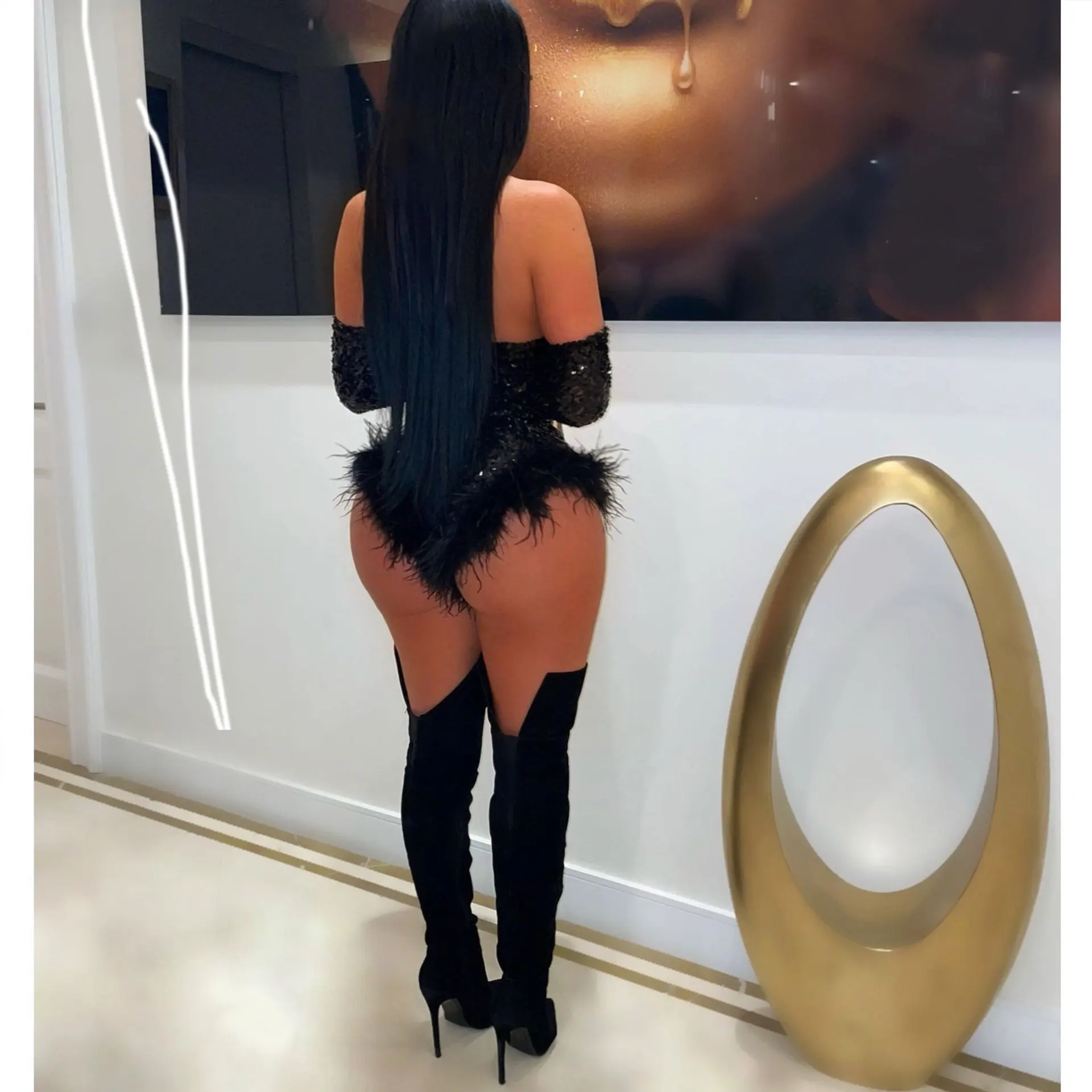 Sexy Bodysuit for Women Plunge Deep V Neck Sequined Off Shoulder Long Sleeve Hem Faeathers Jumpsuit 2023 Party Evening Clubwear