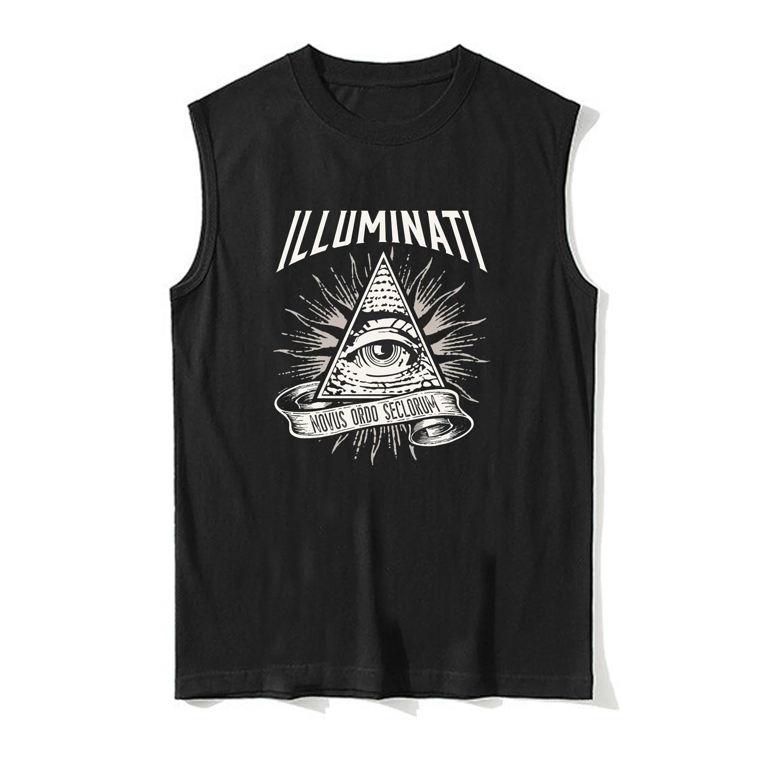 

Illuminati New World Order Design, Eye of Providence Tank Top New 100% Cotton O-Neck Vests Summer Casual Mens Sleeveless T-shirt