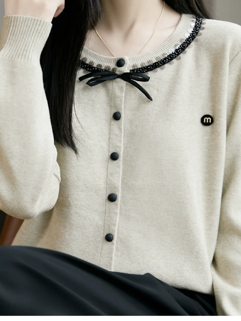 패셔너블한 니트 오픈 가디건 여성용 가을 아우터웨어 슬리 탑 아울렛 소프트 롱 슬리브 라운드 넥 따뜻한 코트