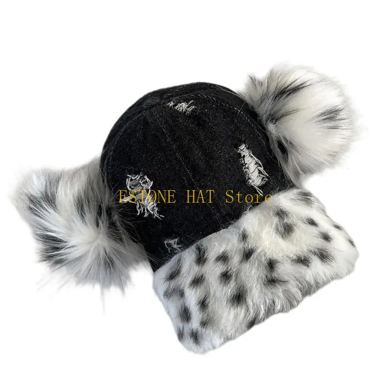 

49MF Chic Baseball Hat for Girls Women Furry Brim Casual Hat for Sports Gym Mountain Camping Hat Outdoor Activity